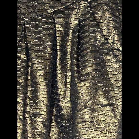 GAP Metallic Gold & Black Steampunk Pleated Mini Skirt w POCKETS! Size 4 Petite - Picture 3 of 5